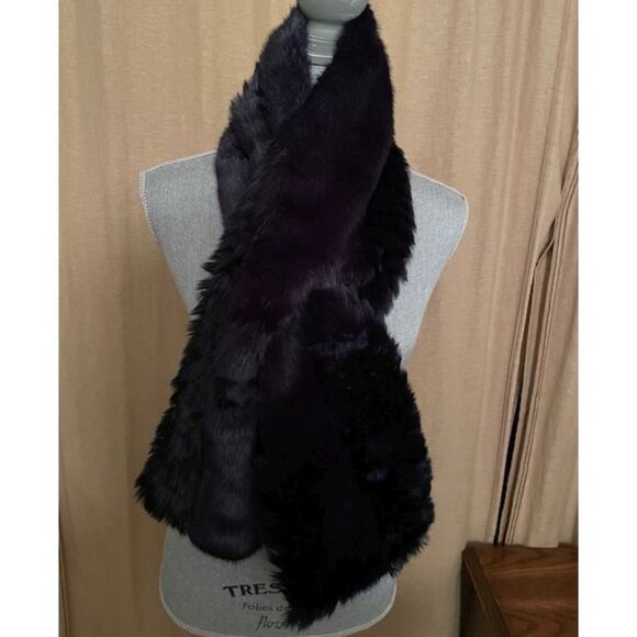 BANANA REPUBLIC Navy Faux Fur Wrap Scarf Shawl - Picture 1 of 5